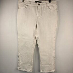 Lauren Jeans Co. Womens SZ 8 Ralph Lauren White Denim Jeans Rollup Tabs  NWT‎